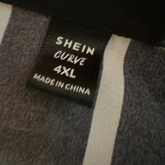 SHEIN Curve Black and White Striped Long Sleeve Button Down T-Shirt Dress - Picture 2 of 12